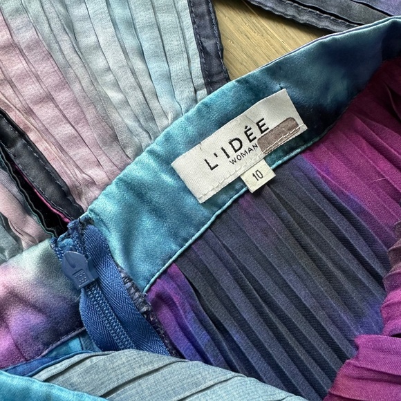 L'idee Gala Plisse Maxi Dress Gown Blue Purple Multi Tie Dye - US 6 - Tie Dye - Picture 4 of 11